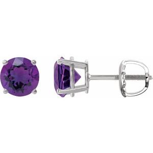 14K White 7 mm Natural Amethyst Earrings Ethereal Legacy Boutiques