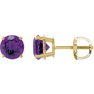 14K Yellow 8 mm Natural Amethyst Earrings