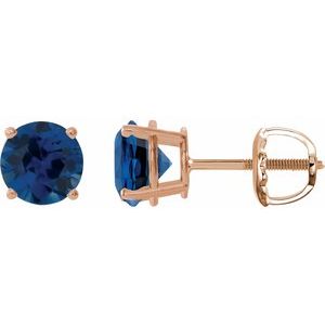 14K Rose 8 mm Lab-Grown Blue Sapphire Earrings Ethereal Legacy Boutiques