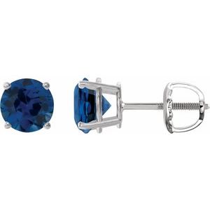 Sterling Silver 8 mm Lab-Grown Blue Sapphire Earrings Ethereal Legacy Boutiques