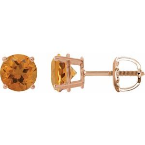 14K Rose 6 mm Natural Citrine Earrings Ethereal Legacy Boutiques