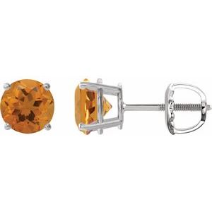 Platinum 6 mm Natural Citrine Earrings Ethereal Legacy Boutiques