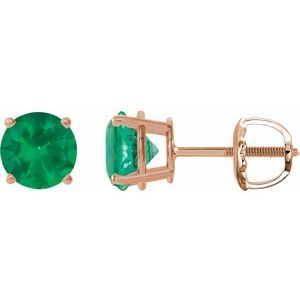 14K Rose 6 mm Lab-Grown Emerald Earrings Ethereal Legacy Boutiques