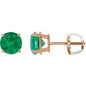 14K Rose 8 mm Lab-Grown Emerald Earrings Ethereal Legacy Boutiques