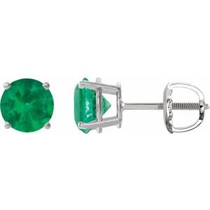 14K White 6 mm Lab-Grown Emerald Earrings Ethereal Legacy Boutiques