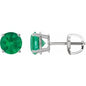 Sterling Silver 8 mm Lab-Grown Emerald Earrings Ethereal Legacy Boutiques
