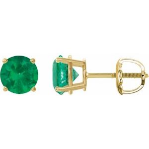 14K Yellow 6 mm Lab-Grown Emerald Earrings Ethereal Legacy Boutiques