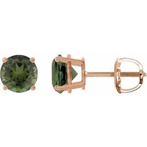 14K Rose 6 mm Natural Green Tourmaline Earrings Ethereal Legacy Boutiques