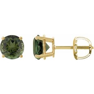 14K Yellow 6 mm Natural Green Tourmaline Earrings Ethereal Legacy Boutiques