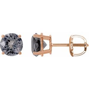 14K Rose 6 mm Natural Gray Spinel Earrings Ethereal Legacy Boutiques