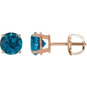 14K Rose 8 mm Natural London Blue Topaz Earrings Ethereal Legacy Boutiques