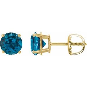 14K Yellow 8 mm Natural London Blue Topaz Earrings Ethereal Legacy Boutiques