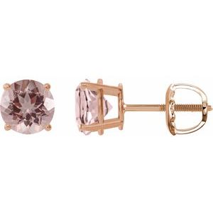 14K Rose 6 mm Natural Pink Morganite Earrings Ethereal Legacy Boutiques