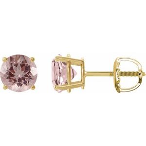 14K Yellow 6 mm Natural Pink Morganite Earrings Ethereal Legacy Boutiques