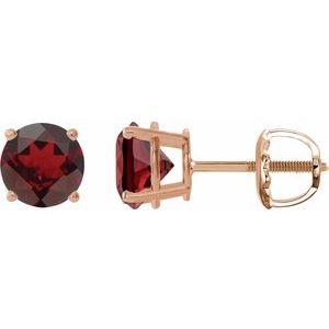 14K Rose 8 mm Natural Mozambique Garnet Earrings Ethereal Legacy Boutiques
