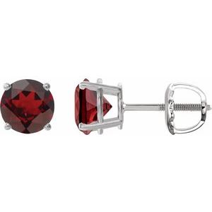 14K White 6 mm Natural Mozambique Garnet Earrings Ethereal Legacy Boutiques
