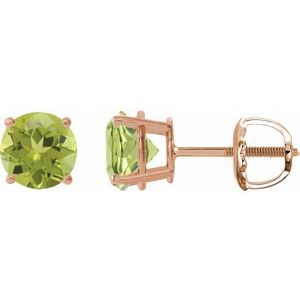 14K Rose 8 mm Natural Peridot Earrings Ethereal Legacy Boutiques