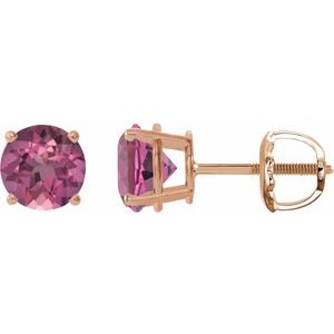 14K Rose 6 mm Natural Pink Tourmaline Earrings Ethereal Legacy Boutiques