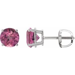 Sterling Silver 6 mm Natural Pink Tourmaline Earrings Ethereal Legacy Boutiques
