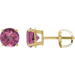 14K Yellow 6 mm Natural Pink Tourmaline Earrings Ethereal Legacy Boutiques