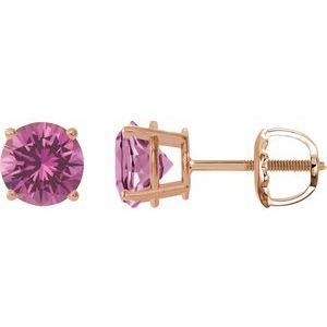14K Rose 8 mm Lab-Grown Pink Sapphire Earrings Ethereal Legacy Boutiques