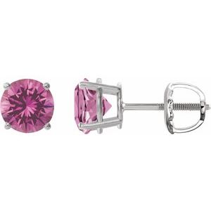 14K White 7 mm Lab-Grown Pink Sapphire Earrings Ethereal Legacy Boutiques