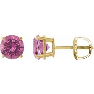 14K Yellow 7 mm Lab-Grown Pink Sapphire Earrings Ethereal Legacy Boutiques
