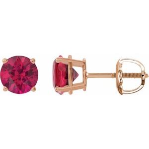 14K Rose 6 mm Lab-Grown Ruby Earrings Ethereal Legacy Boutiques