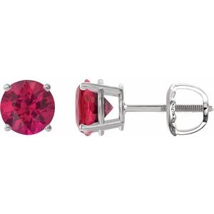 Sterling Silver 8 mm Lab-Grown Ruby Earrings Ethereal Legacy Boutiques