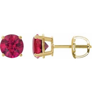 14K Yellow 8 mm Lab-Grown Ruby Earrings Ethereal Legacy Boutiques