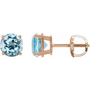 14K Rose 6 mm Natural Sky Blue Topaz Earrings Ethereal Legacy Boutiques