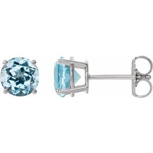 14K White 4 mm Natural Sky Blue Topaz Earrings Ethereal Legacy Boutiques