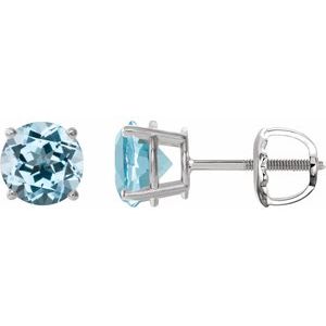 14K White 6 mm Natural Sky Blue Topaz Earrings Ethereal Legacy Boutiques