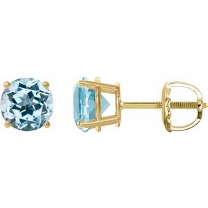 14K Yellow 8 mm Natural Sky Blue Topaz Earrings Ethereal Legacy Boutiques