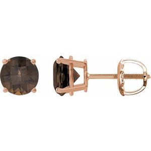 14K Rose 8 mm Natural Smoky Quartz Earrings Ethereal Legacy Boutiques