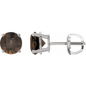Sterling Silver 8 mm Natural Smoky Quartz Earrings Ethereal Legacy Boutiques