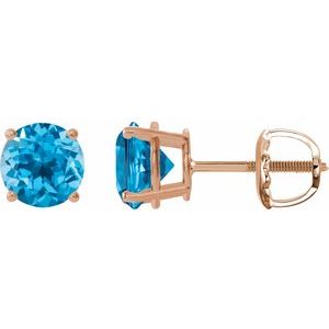 14K Rose 8 mm Natural Swiss Blue Topaz Earrings Ethereal Legacy Boutiques