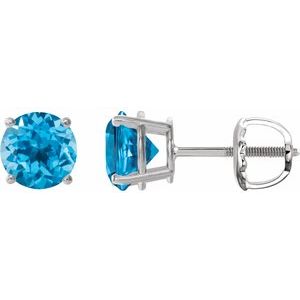 Platinum 7 mm Natural Swiss Blue Topaz Earrings Ethereal Legacy Boutiques