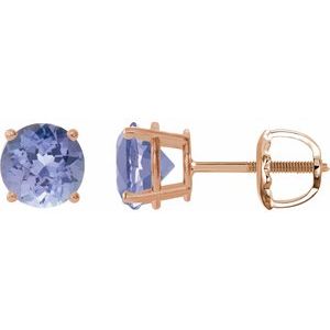 14K Rose 7 mm Natural Tanzanite Earrings Ethereal Legacy Boutiques