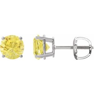 Platinum 7 mm Lab-Grown Yellow Sapphire Earrings