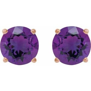 14K Rose 7 mm Natural Amethyst Earrings Ethereal Legacy Boutiques