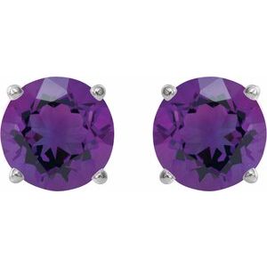 Platinum 6 mm Natural Amethyst Earrings Ethereal Legacy Boutiques