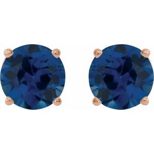 14K Rose 8 mm Lab-Grown Blue Sapphire Earrings Ethereal Legacy Boutiques