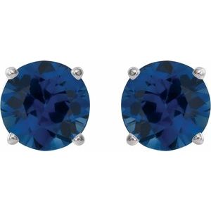 Platinum 8 mm Lab-Grown Blue Sapphire Earrings Ethereal Legacy Boutiques