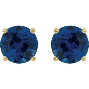 14K Yellow 7 mm Lab-Grown Blue Sapphire Earrings Ethereal Legacy Boutiques