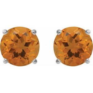 Platinum 8 mm Natural Citrine Earrings