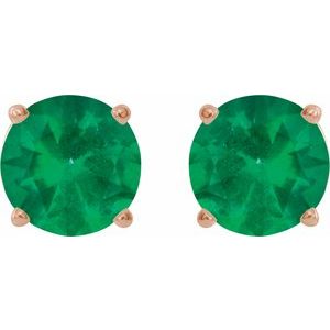14K Rose 7 mm Lab-Grown Emerald Earrings Ethereal Legacy Boutiques