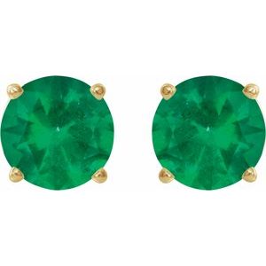 14K Yellow 7 mm Lab-Grown Emerald Earrings Ethereal Legacy Boutiques