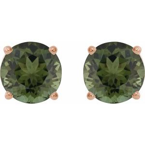 14K Rose 6 mm Natural Green Tourmaline Earrings Ethereal Legacy Boutiques