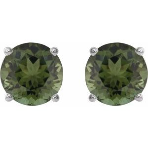 Sterling Silver 6 mm Natural Green Tourmaline Earrings Ethereal Legacy Boutiques